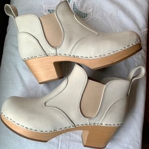 Swedish Hasbeens White/Ivory Ankle Booties Sz 37